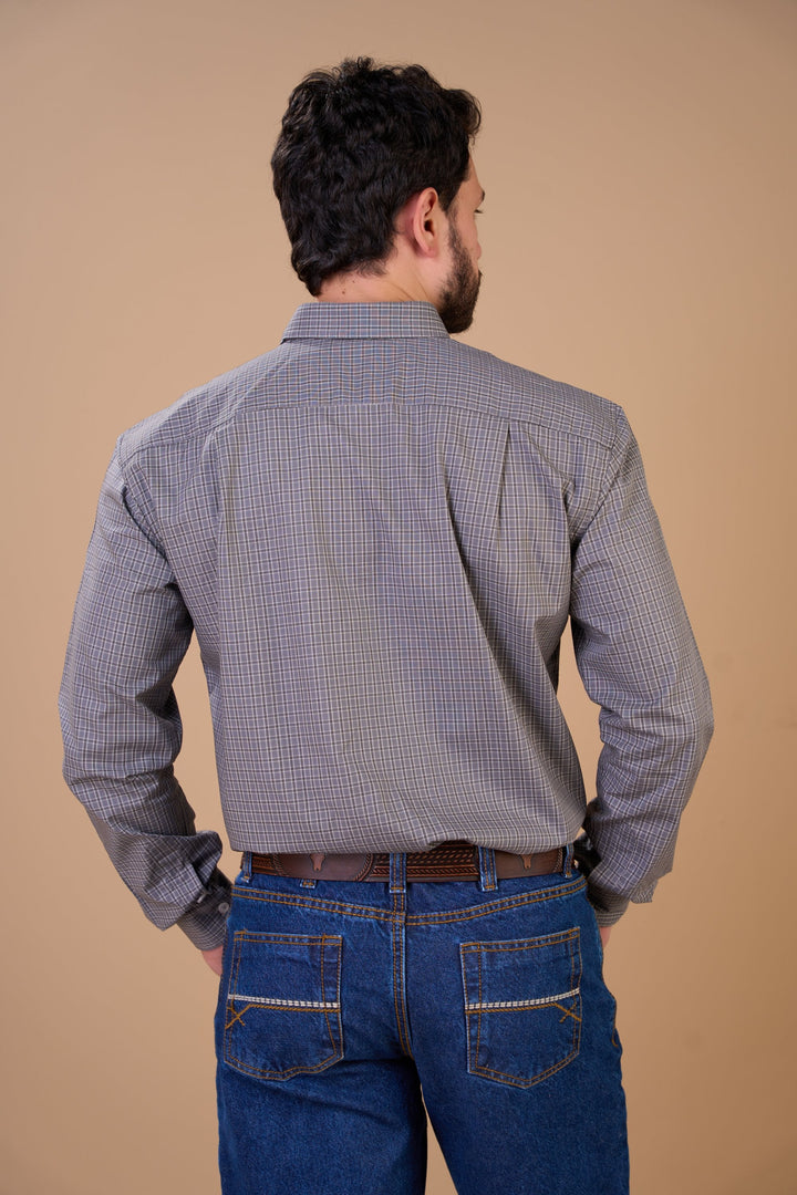 Translation missing: en.Camisa Masculina ML Xadrez Ox Horns Ref 9517