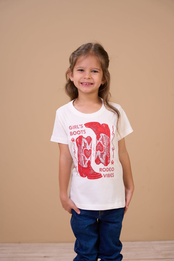 Translation missing: en.T-shirt Infantil Feminina Girl's Boots Off White Ox Horns Ref 5367