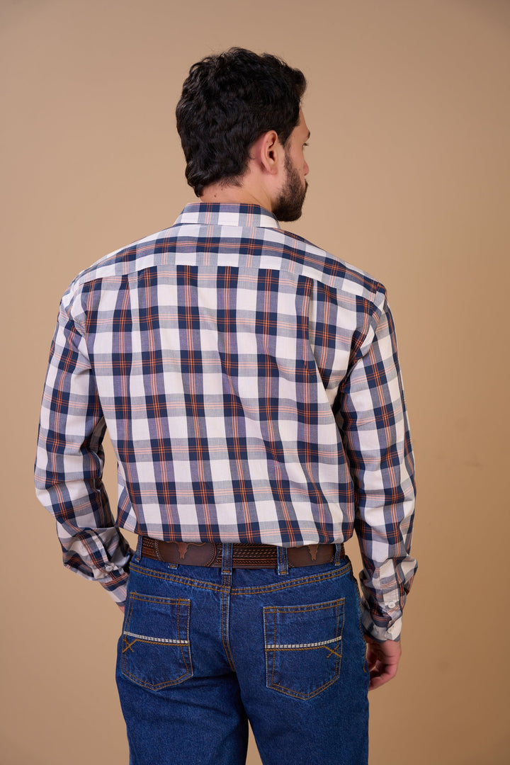 Translation missing: en.Camisa Masculina ML Xadrez Ox Horns Ref 9518