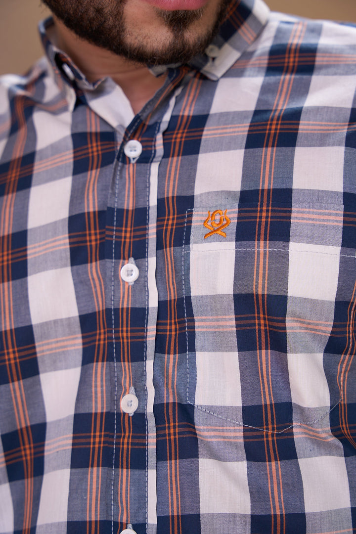 Translation missing: en.Camisa Masculina ML Xadrez Ox Horns Ref 9518