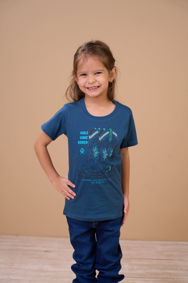 Translation missing: en.T-shirt Infantil Feminina American Boots Space Petróleo Ox Horns Ref 5360