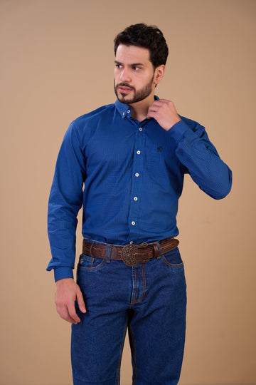 Translation missing: en.Camisa Masculina ML Xadrez Ox Horns Ref 9514