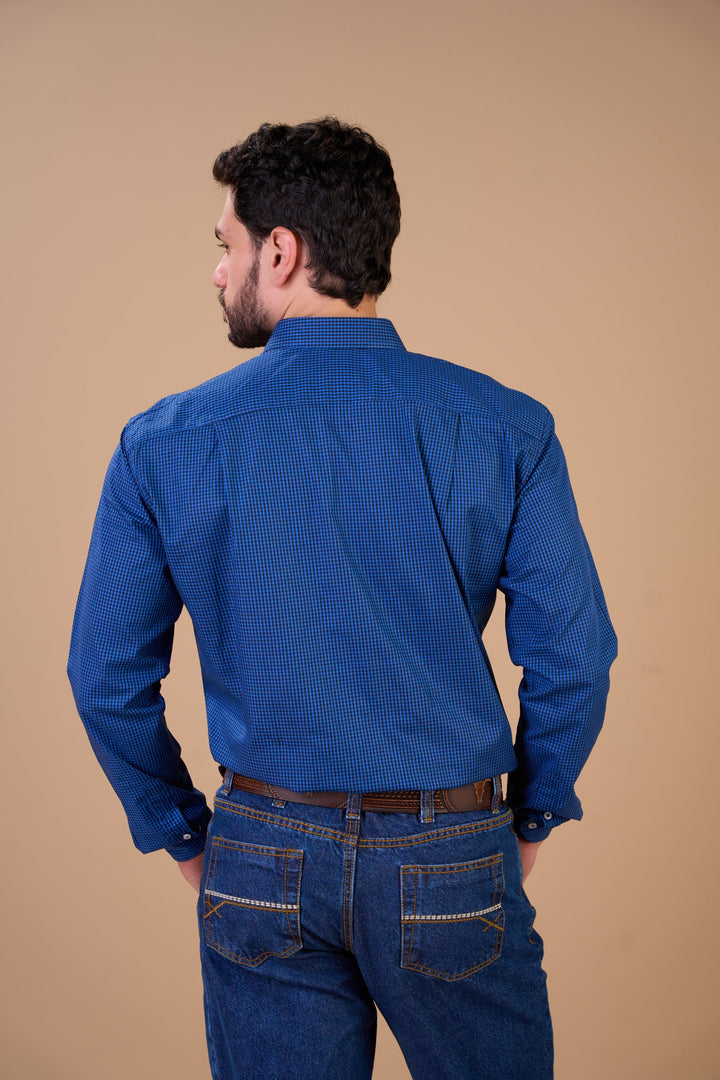 Translation missing: pt-BR.Camisa Masculina Manga Longa Xadrez Ox Horns Ref. 9514