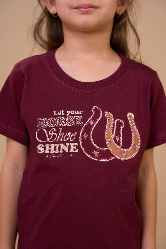 Translation missing: en.T-shirt Infantil Feminina Horse Shoe Shines Vinho Ox Horns Ref 5362