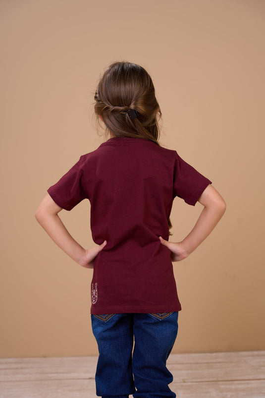 Translation missing: en.T-shirt Infantil Feminina Horse Shoe Shines Vinho Ox Horns Ref 5362