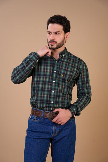 Translation missing: en.Camisa Masculina ML Xadrez Ox Horns Ref 9519