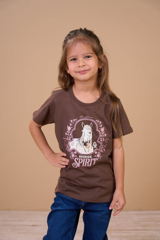 Translation missing: en.T-shirt Infantil Feminina Horse Spirit Marrom Ox Horns Ref 5365