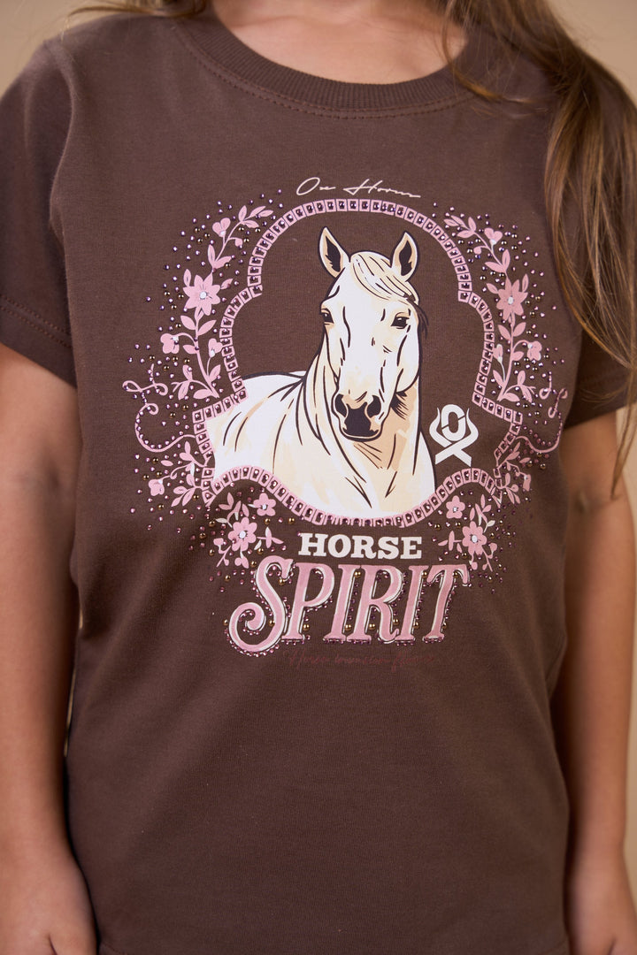 Translation missing: en.T-shirt Infantil Feminina Horse Spirit Marrom Ox Horns Ref 5365