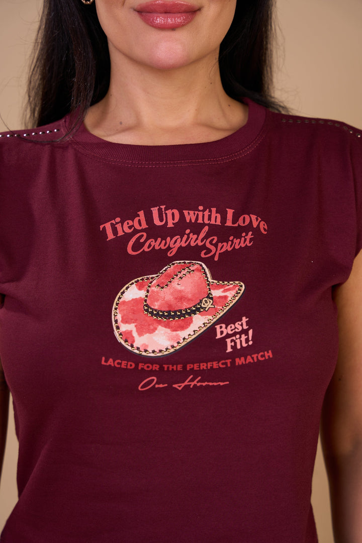 Translation missing: en.T-shirt Muscle Tee Cowgirl Spirit Vinho Ox Horns Ref 6584