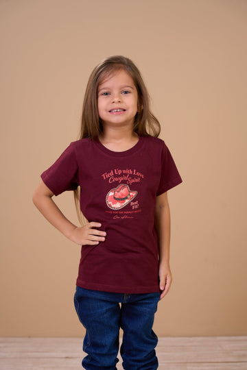 Translation missing: en.T-shirt Infantil Feminina Cowgirl Spirit Vinho Ox Horns Ref 5361