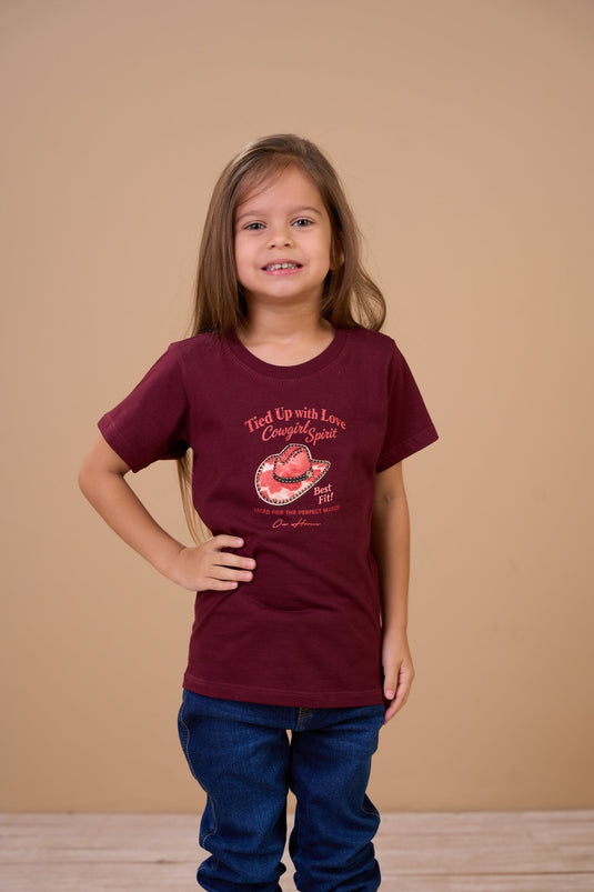 Translation missing: en.T-shirt Infantil Feminina Cowgirl Spirit Vinho Ox Horns Ref 5361
