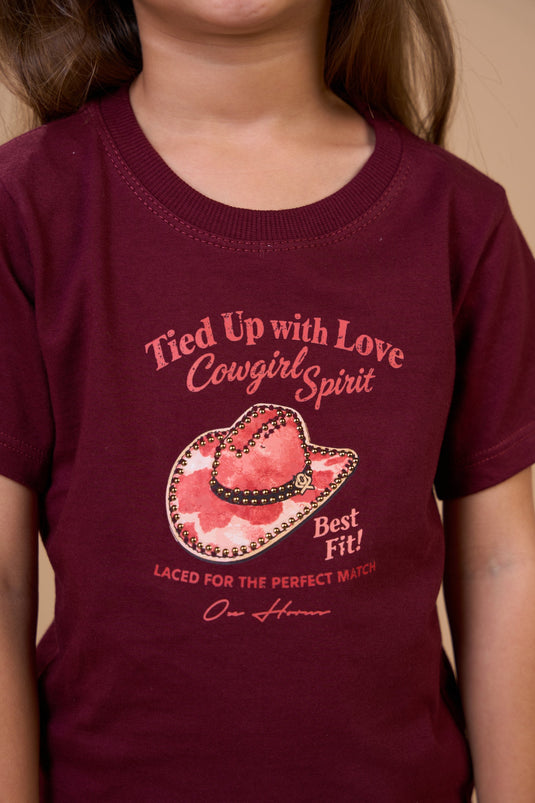 Translation missing: en.T-shirt Infantil Feminina Cowgirl Spirit Vinho Ox Horns Ref 5361