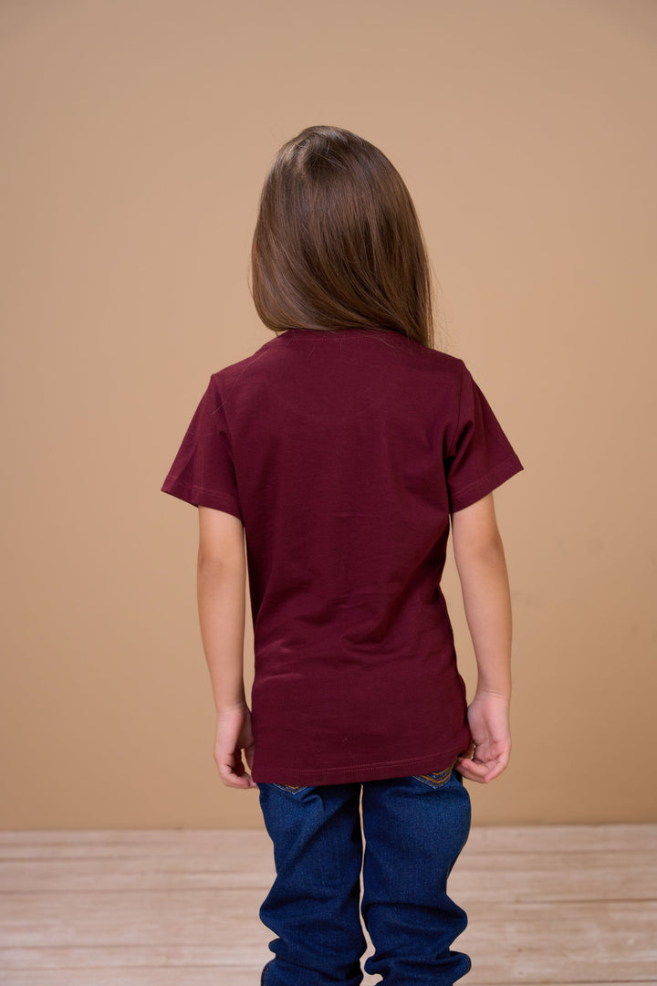 Translation missing: en.T-shirt Infantil Feminina Cowgirl Spirit Vinho Ox Horns Ref 5361
