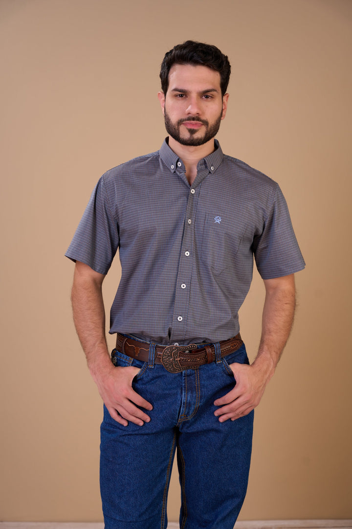 Translation missing: en.Camisa Masculina MC Xadrez Ox Horns Ref 9033