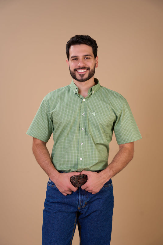 Translation missing: en.Camisa Masculina MC Xadrez Ox Horns Ref 9034
