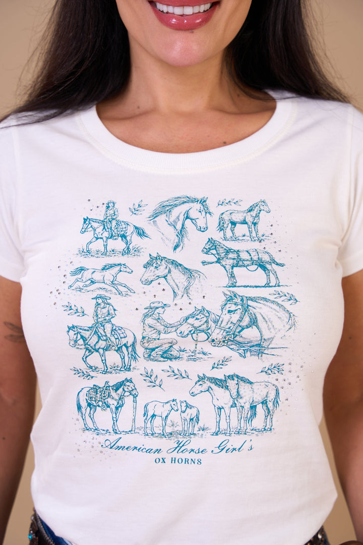Translation missing: en.T-shirt Feminina American Horse Girls Off White Ox Horns Ref 6591