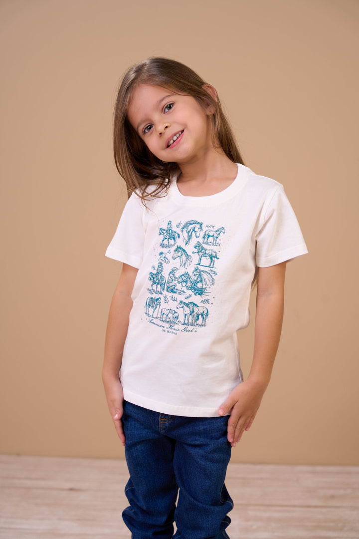 Translation missing: en.T-shirt Infantil Feminina American Horse Girls Off White Ox Horns Ref 5363