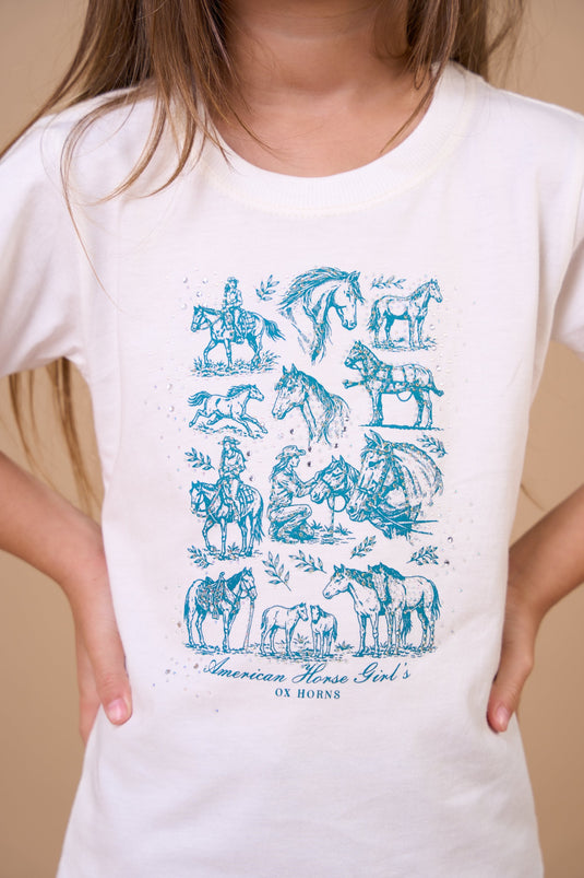 Translation missing: en.T-shirt Infantil Feminina American Horse Girls Off White Ox Horns Ref 5363
