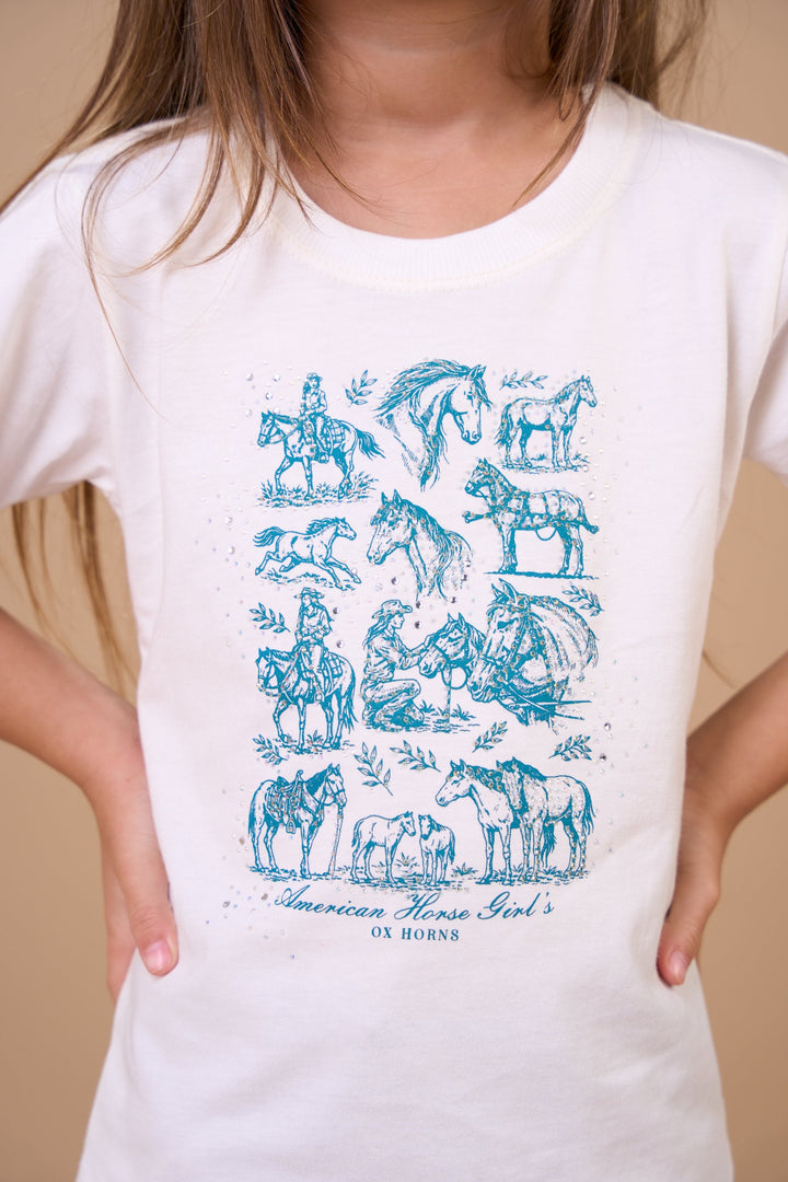 Translation missing: en.T-shirt Infantil Feminina American Horse Girls Off White Ox Horns Ref 5363