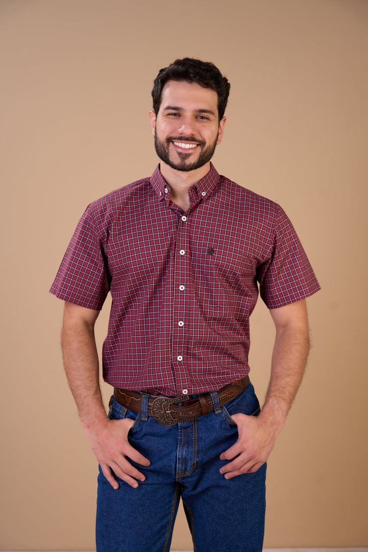Translation missing: en.Camisa Masculina MC Xadrez Ox Horns Ref 9037
