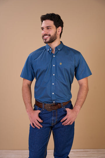 Translation missing: en.Camisa Masculina MC Xadrez Ox Horns Ref 9038