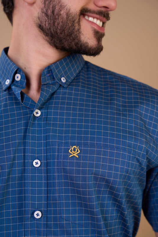 Translation missing: en.Camisa Masculina MC Xadrez Ox Horns Ref 9038