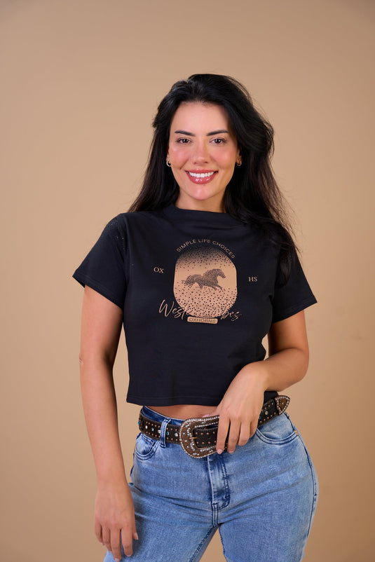 Translation missing: en.Cropped Western Vibes Preto Ox Horns Ref 6570