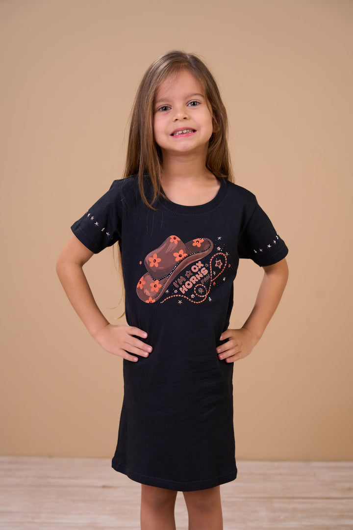 Translation missing: en.Vestido Infantil Fun Preto Ox Horns Ref 5357