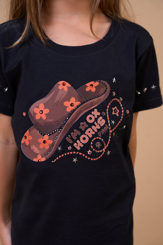 Translation missing: en.Vestido Infantil Fun Preto Ox Horns Ref 5357