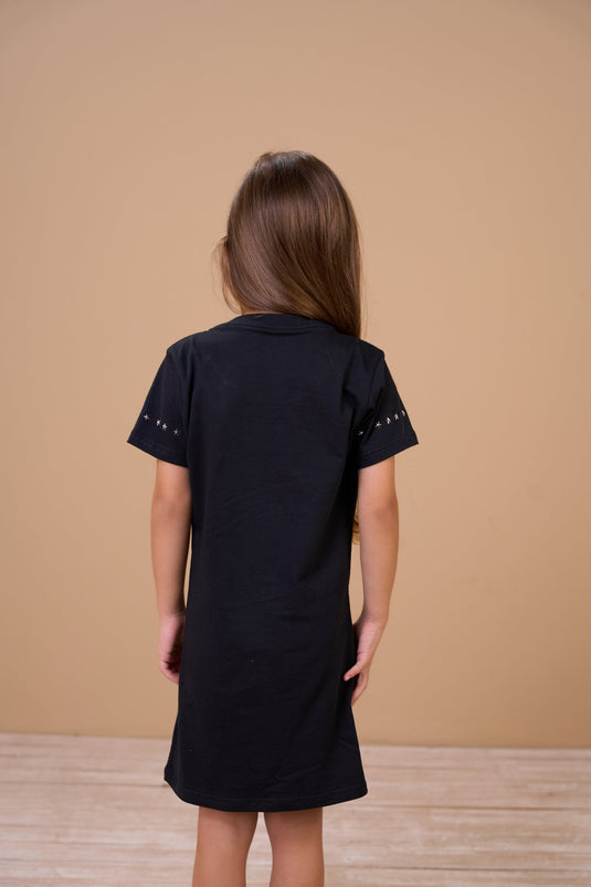 Translation missing: en.Vestido Infantil Fun Preto Ox Horns Ref 5357