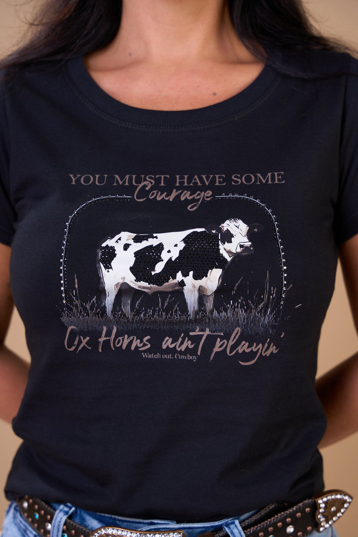 Translation missing: en.T-shirt Feminina Cow Preto Ox Horns Ref 6593