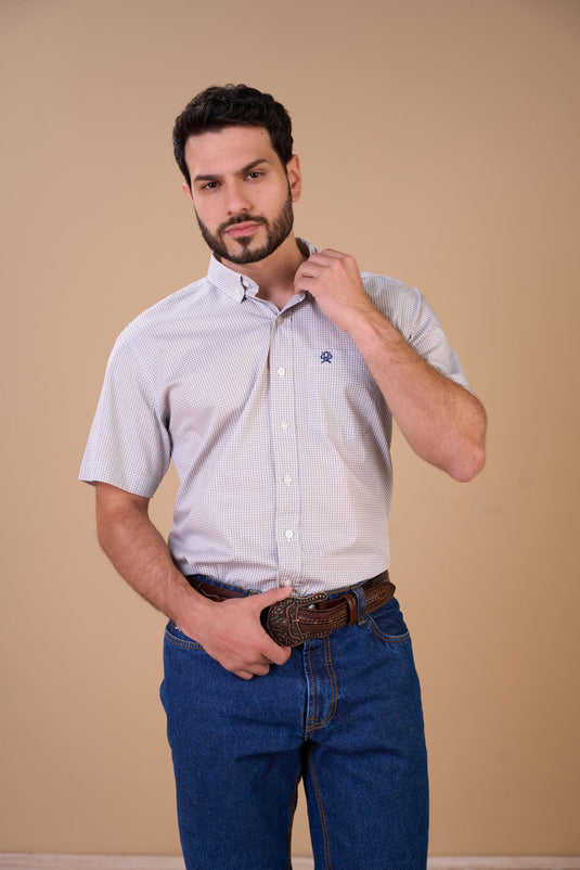 Translation missing: en.Camisa Masculina MC Xadrez Ox Horns Ref 9035