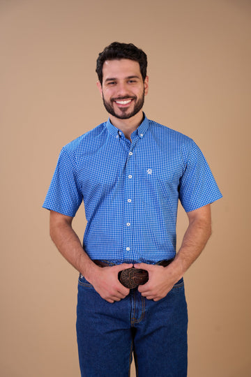 Translation missing: en.Camisa Masculina MC Xadrez Ox Horns Ref 9036