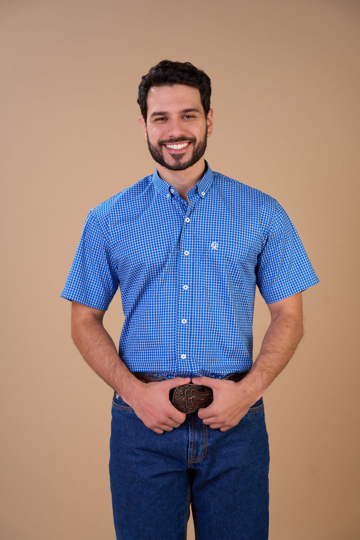Translation missing: en.Camisa Masculina MC Xadrez Ox Horns Ref 9036