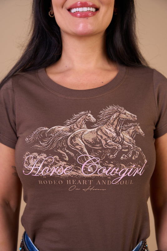 Translation missing: en.T-shirt Feminina Heart And Soul Marrom Ox Horns Ref 6579