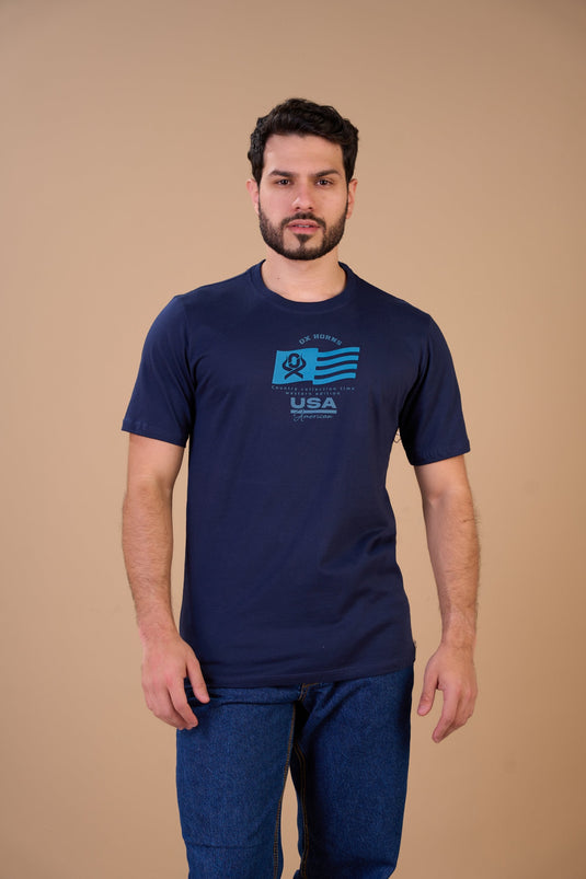 Translation missing: en.Camiseta Masculina Flag USA American Marinho Ox Horns Ref 1933