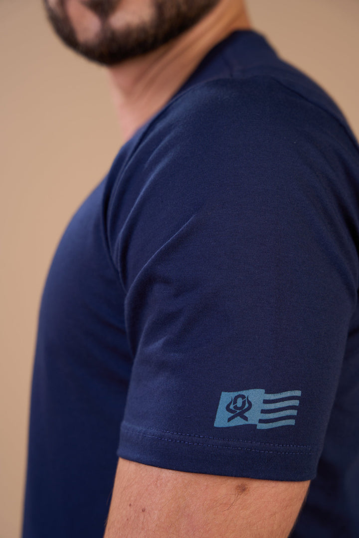 Translation missing: en.Camiseta Masculina Flag USA American Marinho Ox Horns Ref 1933