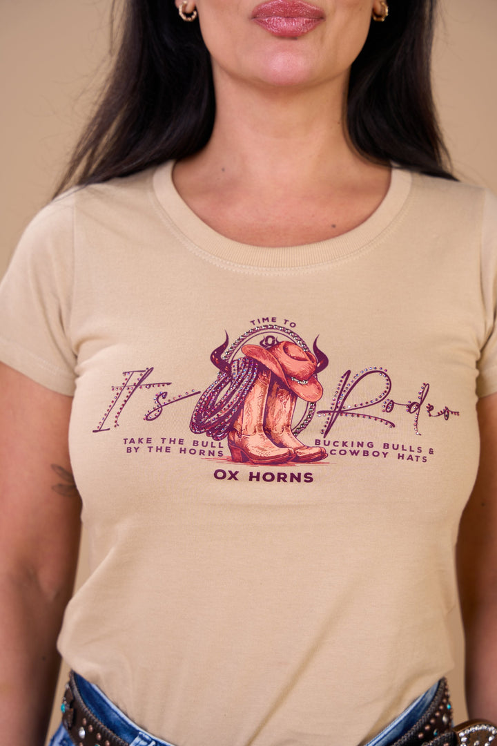 Translation missing: en.T-shirt Feminina It's Rodeo Nude Ox Horns Ref 6581