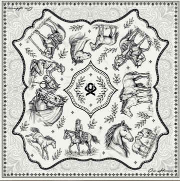 Translation missing: en.LENÇO 70X70 COWGIRLS LEGACY OFF WHITE OX HORNS Ref 2800