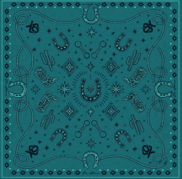 Translation missing: en.LENÇO 70X70 WESTERN CHARMS PETRÓLEO  OX HORNS Ref 2803