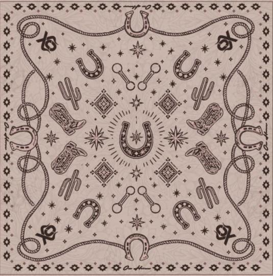 Translation missing: en.LENÇO 70X70 WESTERN CHARMS NUDE  OX HORNS Ref 2804