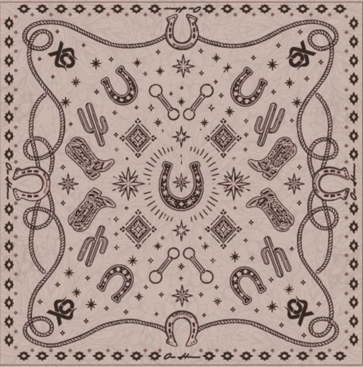 Translation missing: en.LENÇO 70X70 WESTERN CHARMS NUDE  OX HORNS Ref 2804